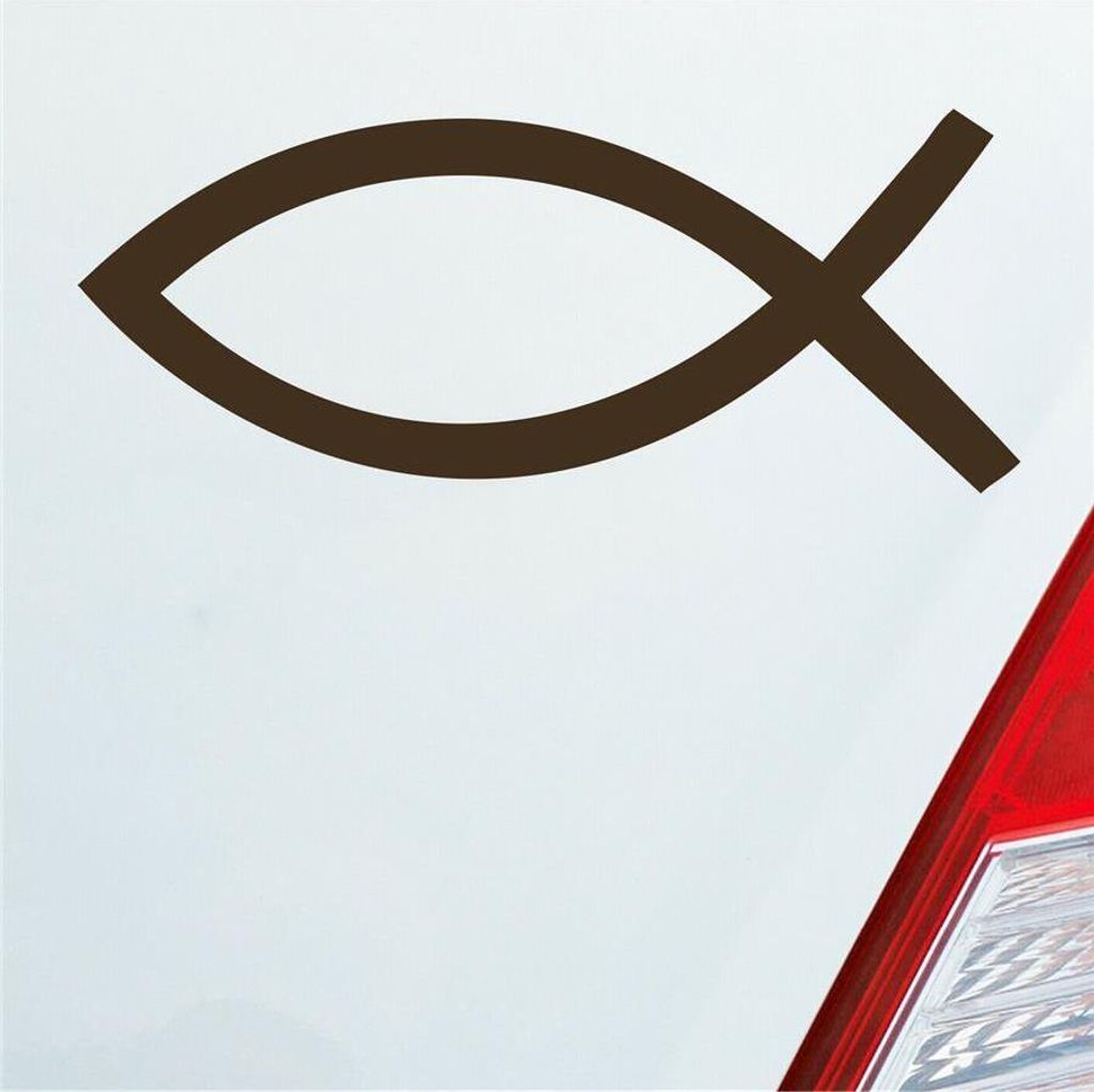 Auto Aufkleber Kirche Church Fische Symbol Jesus Gott 15x6 cm Braun Sticker Heckscheibenaufkleber