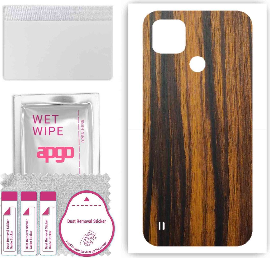 apgo Rückseite Schutzfolie, Skin, kompatibel mit Realme C25Y, Hinten Displayschutzfolie aus Vinylfolie, kratzfest, einfache Montage - Tigerwood
