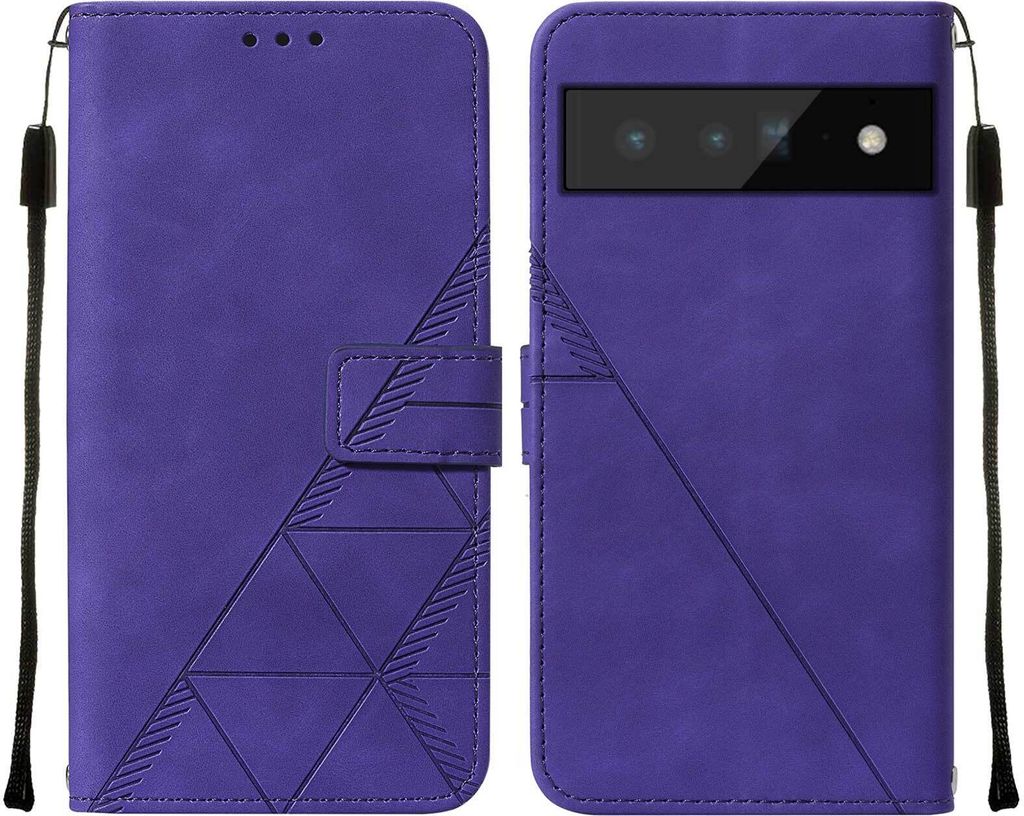 Google Pixel 6 Pro Hülle, Schlank Prägung Flip Leder Kartenfächer Schutzhülle mit Ständer für Google Pixel 6 Pro Lila