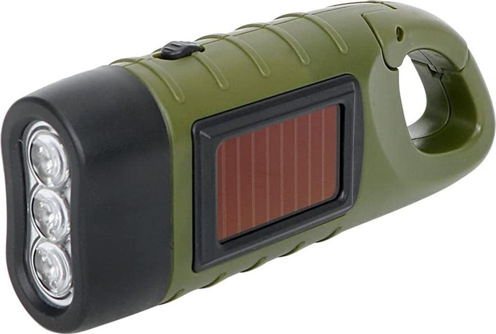 Handkurbel Wiederaufladbare Taschenlampe, Solar LED Taschenlampe, Dynamo Taschenlampe, Notlicht im Freien, Tragbar Camping Lampen, mit Karabinerhak...