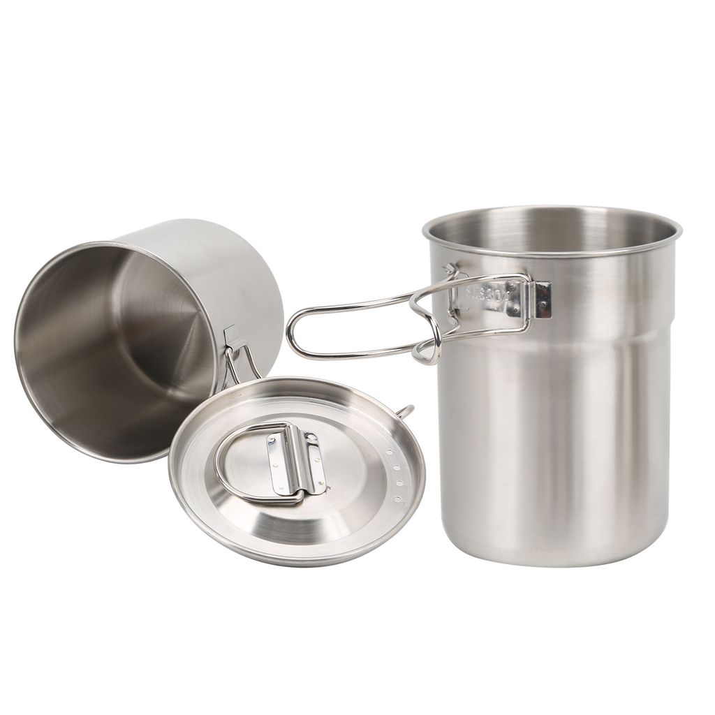 2 stücke Edelstahl Kochen Tasse Becher Faltbare Outdoor Camp Kochtopf Camping Kochgeschirr