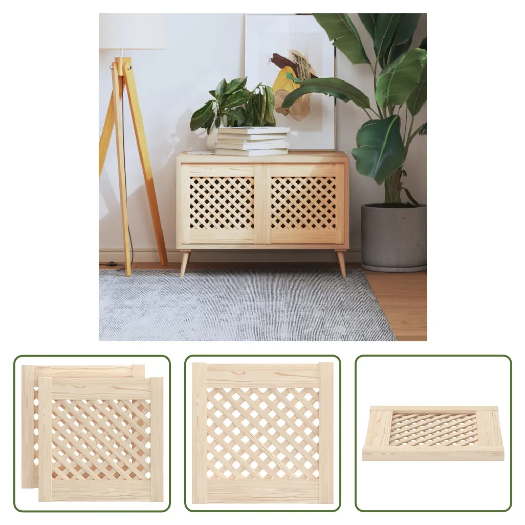 Lot de 2 portes de placard 39,5x39,5cm en pin massif à grille design