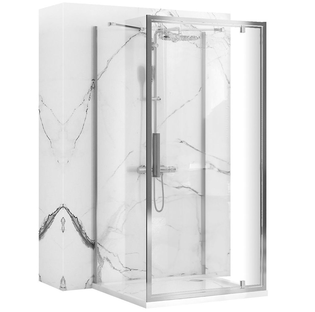 Rea Wand-Duschkabine Rapid Swing Chrome 90 x 100