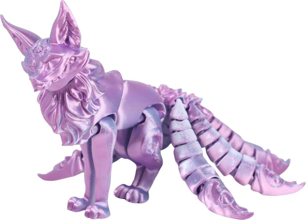 3D-gedrucktes Fuchs-Ornament, neunschwänzige Fuchsfigur mit beweglichen Schwänzen und Gliedmaßen, Tier-Actionfigur, flexibles Zappelspielzeug zu...