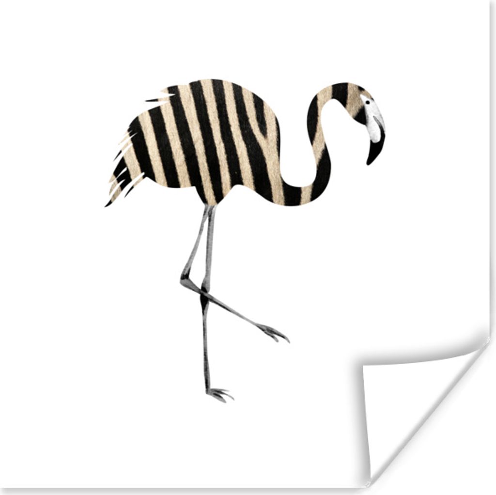MuchoWow Poster Flamingo - Linie - Muster 75x75 cm - Wand Dekoration