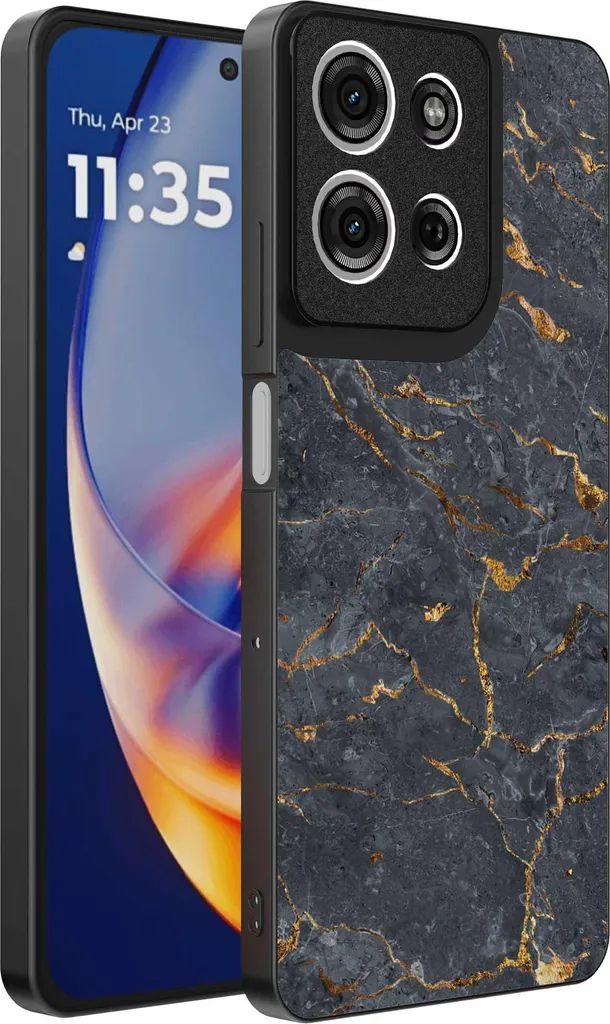 Custodia Motorola Edge 50 Neo Marmo Grigio Oro | Cover TPU Smartphonica