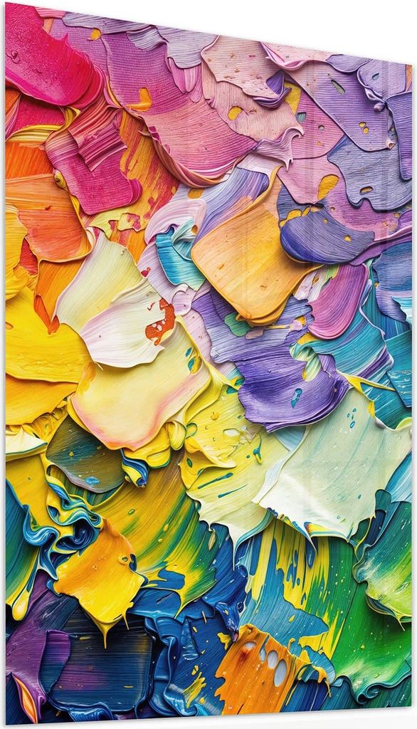 Glasbild 60x90cm in XXL für Wohnzimmer, Schlafzimmer Motiv Farbenfrohe Pinselstriche