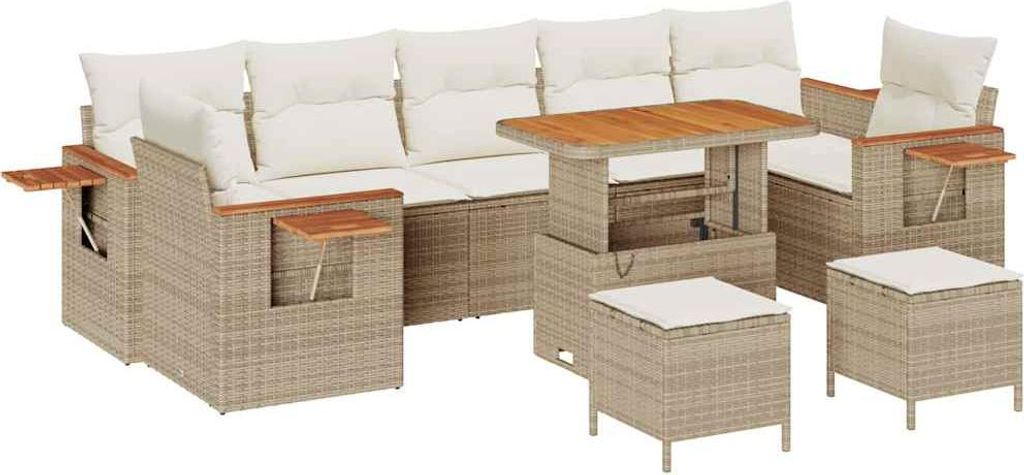 Möbel Gartensofa-Set - Outdoor-Lounge-Set - mit Kissen 10er Set,multifunktional& Moderne - Beige und Creme - Gartengarnitur - Gartensofas CLORIS61...