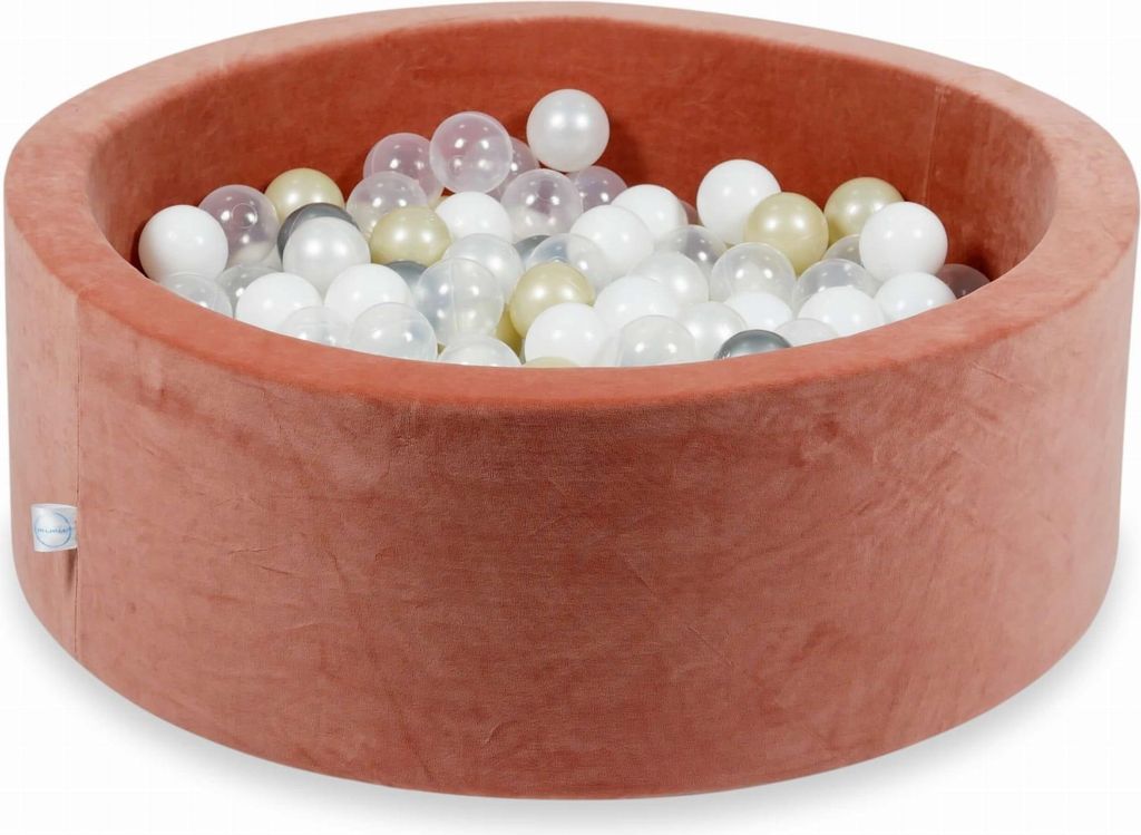 Trockenbecken 90x30cm Velvet Soft Canyon Clay mit 200 Bällen: transparent, weiß, perl, silber, hellgold