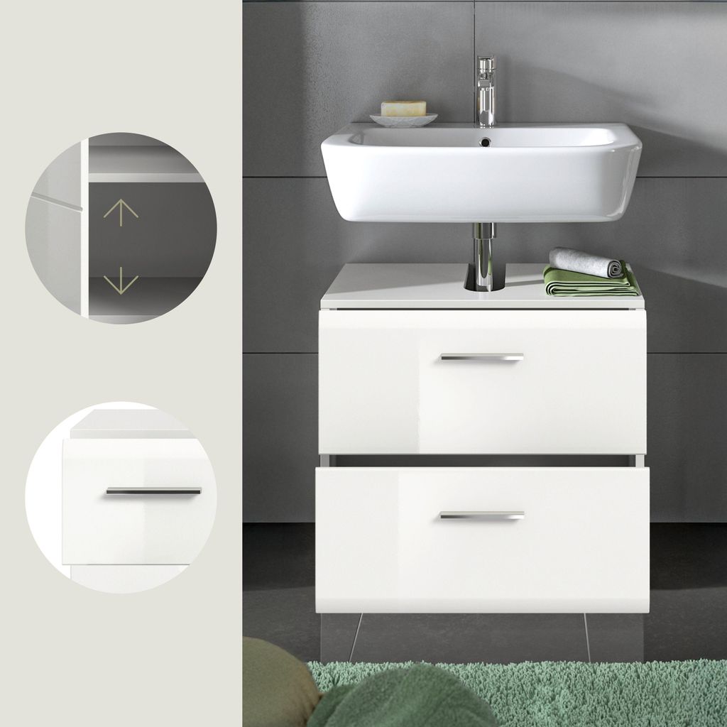 Mobile sotto il lavabo Bianco ghiaccio 60 x 54 x 32 cm Immagine del prodotto 