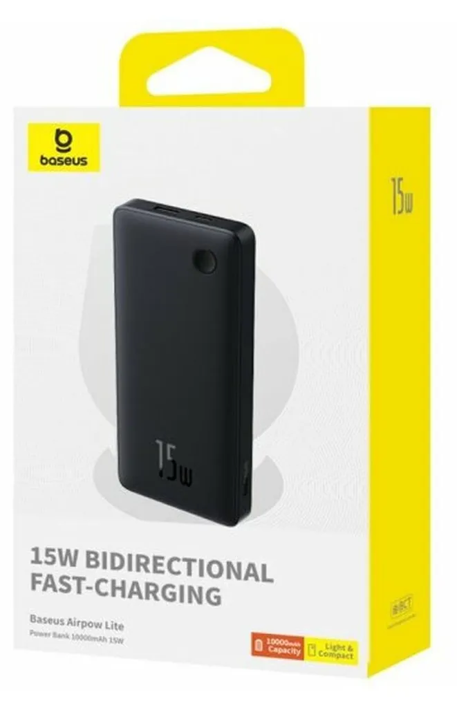 Batterie externe Baseus noire 10000 mAh pour ordinateur portable fin