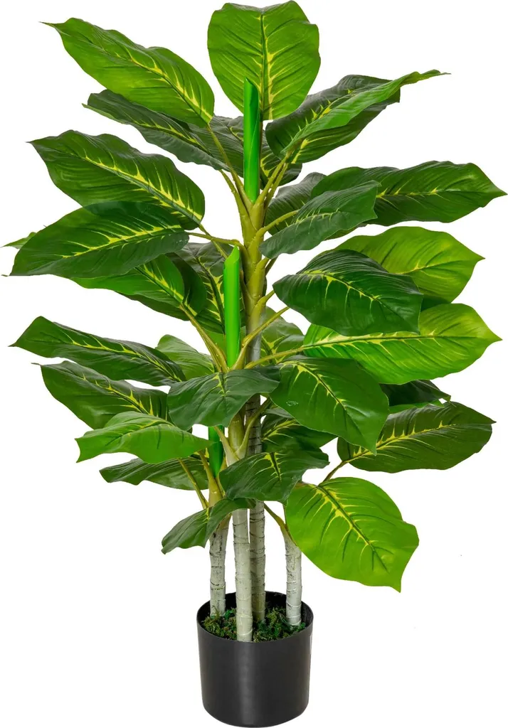 Grande plante artificielle PE 95 cm résistante UV pour jardin et balcon
