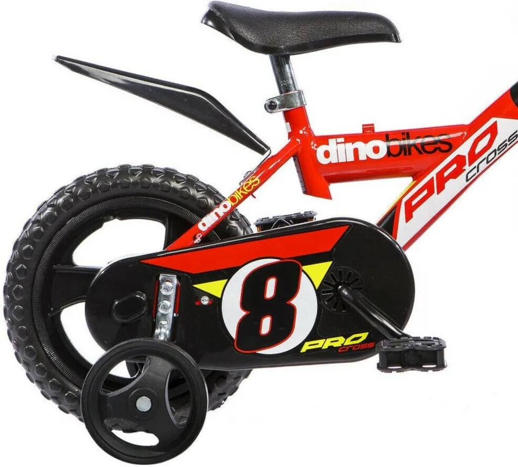 Vélo 12 pouces garçon Dino Pro Cross Rouge/Noir avec roues stabilisatrices - 9