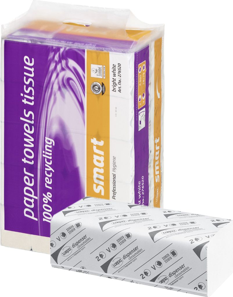 wepa Handtuchpapier Smart 240 x 230 mm V-Falz weiß Produktbild 