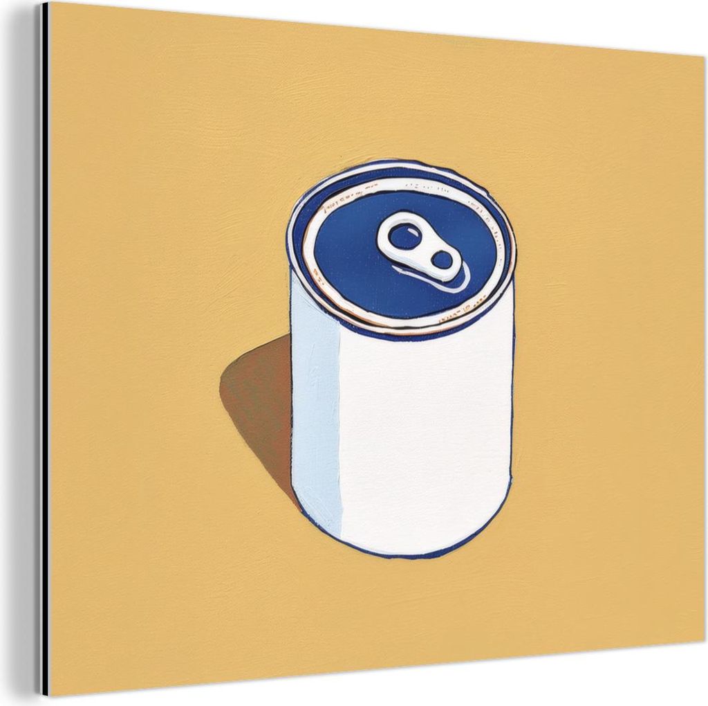 MuchoWow Wanddekoration Metall Metallbild Wandkunst 40x30 cm Dose - Minimalistisch - Blau - Illustration MuchoWow Aluminium Gemälde - Dekoration W...