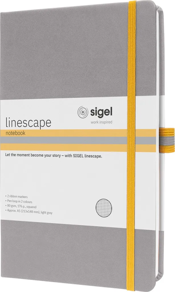 SIGEL LS100 Quaderno Linescape ca. A5 176 p. Copertina rigida a scacchi 80 g/m² grigio chiaro
