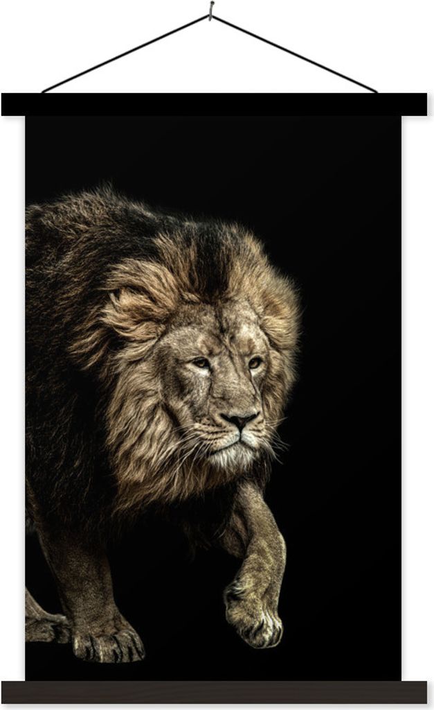 MuchoWow Textilposter Profil - Löwe - Wild 120x180 cm mit schwarzem Rahmen - Fotos