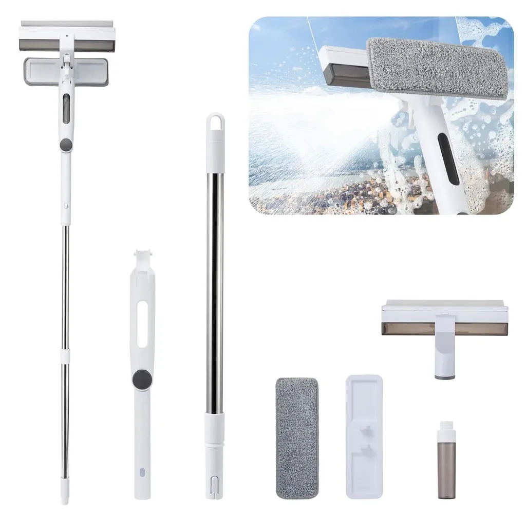 Kit nettoyage vitres télescopique 2m aluminium et housse microfibre