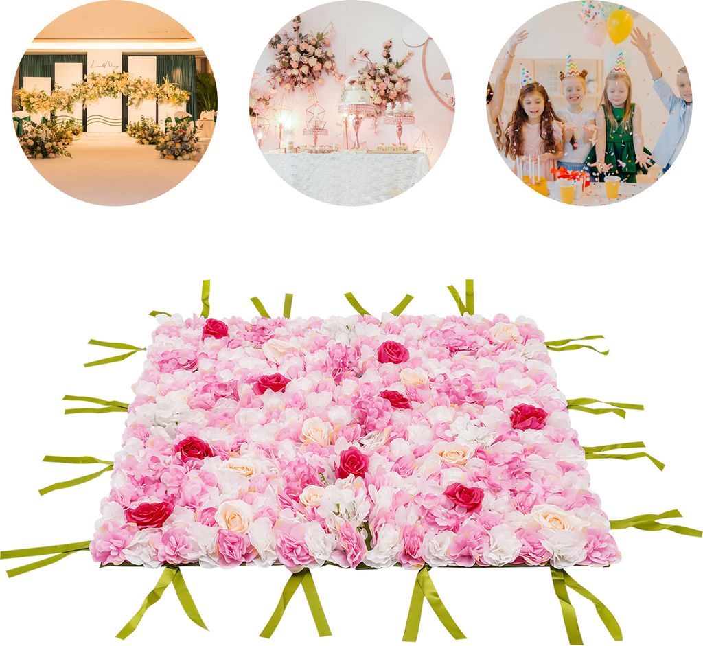 Künstliche Blume Wandtafeln, Blume Wandmatte Seidenrose Blume Panels, Quadratisch Künstliche Blume Wand Hintergrund