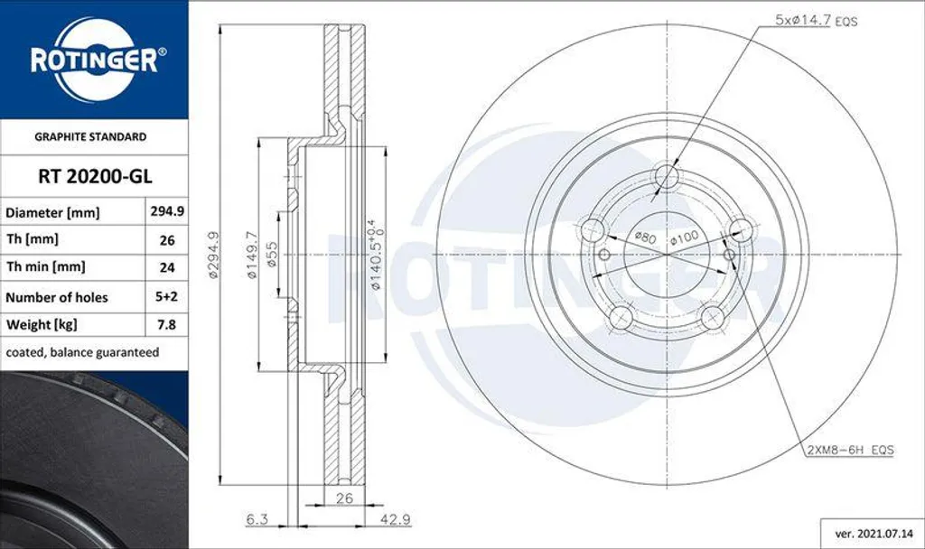 Sécurité de freinage optimisée : Disque ROTINGER RT 20200-GL pour Avensis