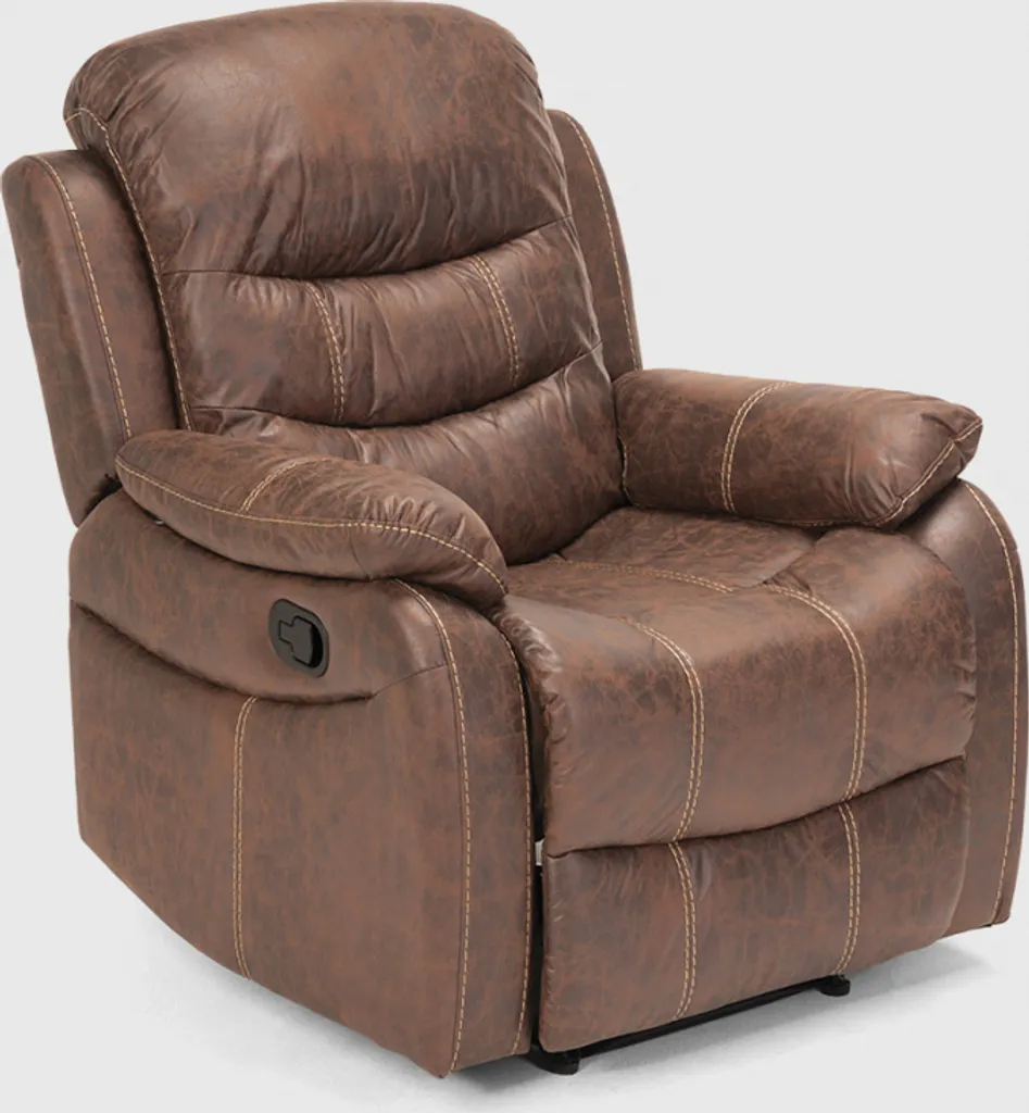 Fauteuil de salon manuel en similicuir marron Panama, confort supérieur