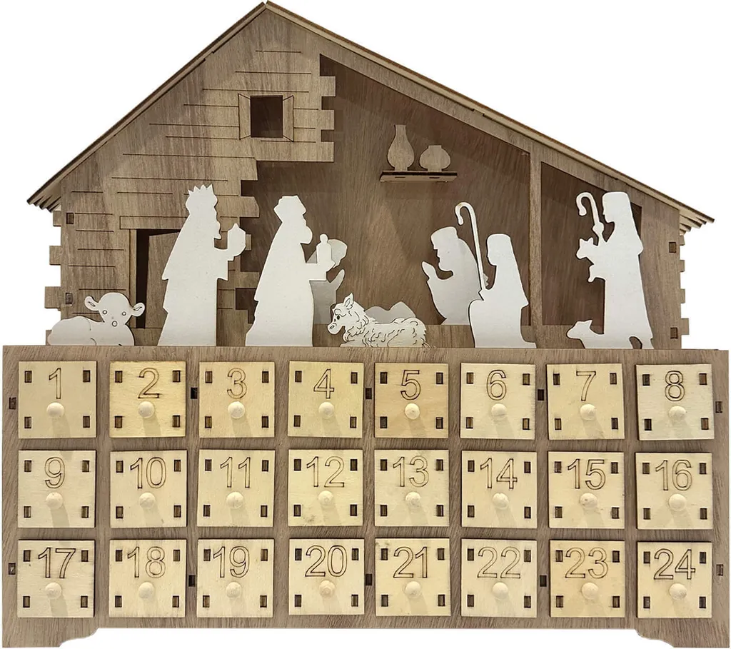 Calendrier de l'Avent à Remplir Maison Bois Brun pour Déco de Noël