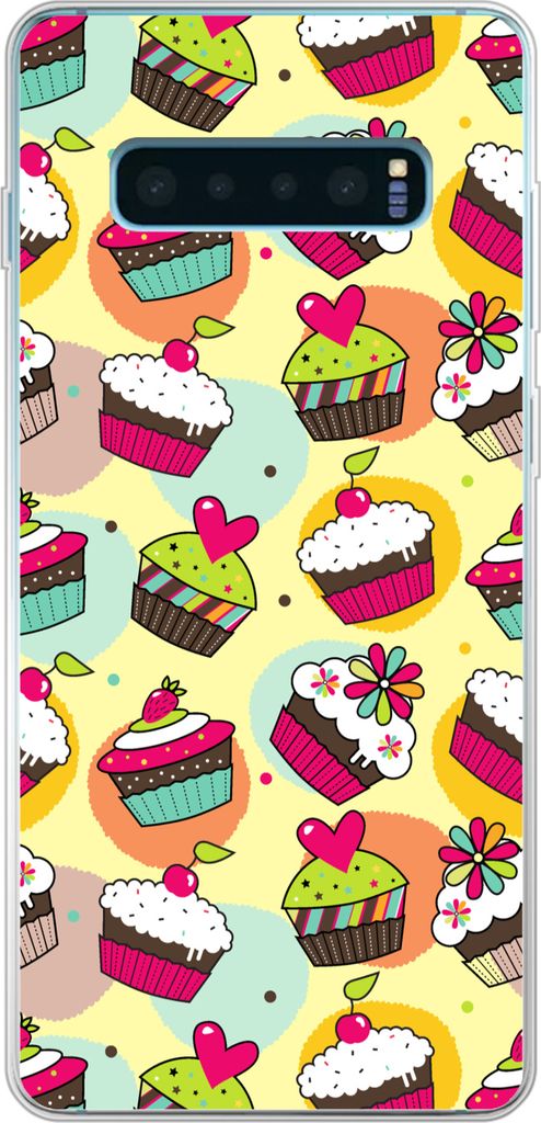 MuchoWow Handyhülle Schutzhülle Hülle für Telefoonhoesje Samsung Galaxy S10 Plus Mädchen - Cupcake - Schnittmuster - Mädchen - Kinder - Bab...