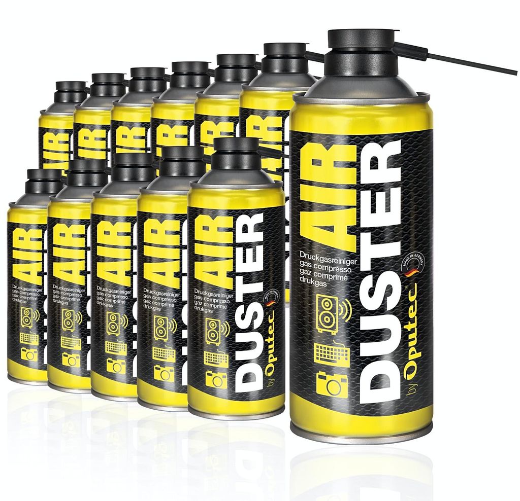 Oputec 12x 400ml Druckluftspray Air Duster Tastatur Produktbild 