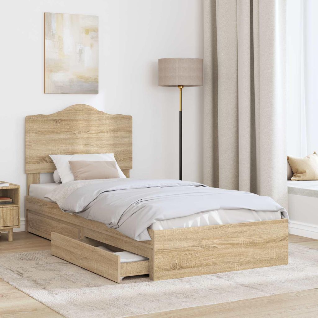 "Winter Sale" Aufbewahrungsbett Sonoma-Eiche 75 x 190cm Holzwerkstoff - clorisNeu962329 - Klassische BettenJugendbett Tagesbett