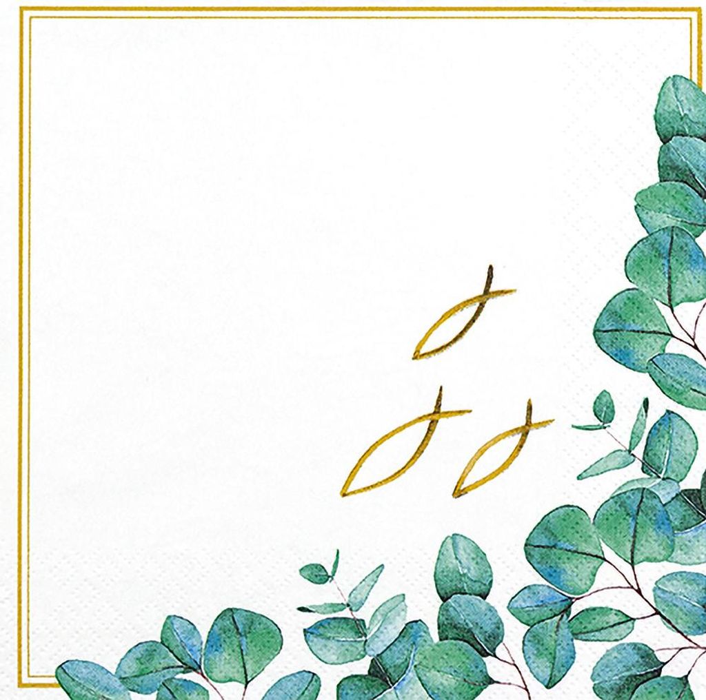 20 Lunch-Servietten Believe Fisch Eukalyptus Kommunion Konfirmation