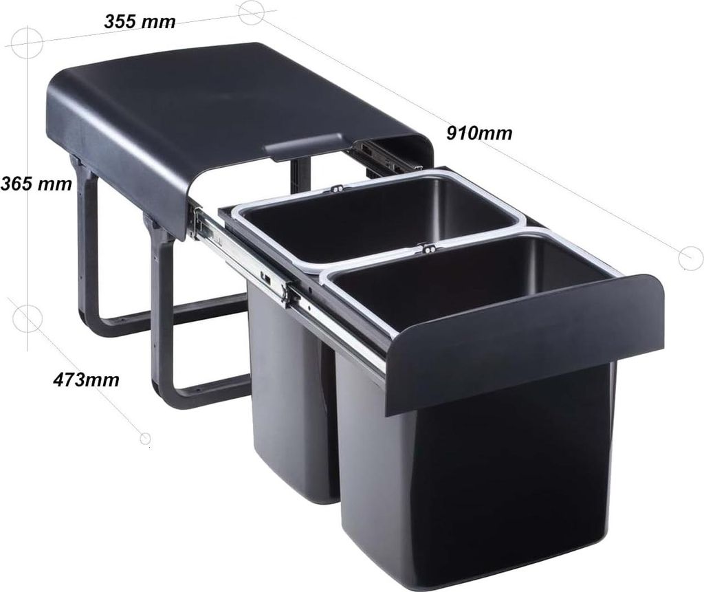 EKOTECH Ekko 40  Abfallsammler 2x16L Schwarz für 40 cm Produktbild 