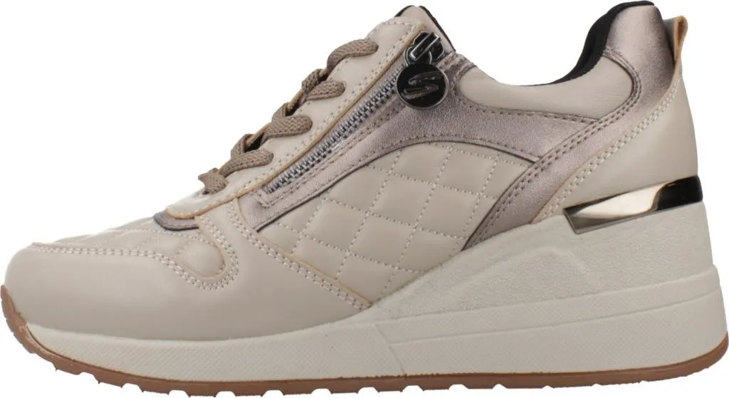 Stonefly Mina 3 Zip Baskets de Marche en Cuir Nappa Matelassé Beige
