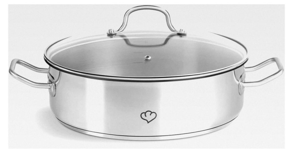 Schmortopf aus Edelstahl mit Glasdeckel 28 cm, 5 L, Induktionsschmorpfanne