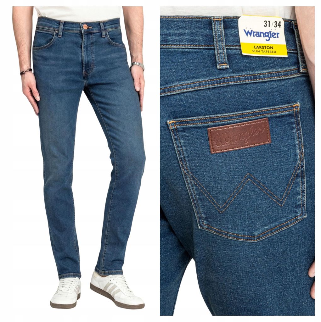 WRANGLER | Larston Herren-Baumwollhose, blau, tailliert, Größe W36 L32
