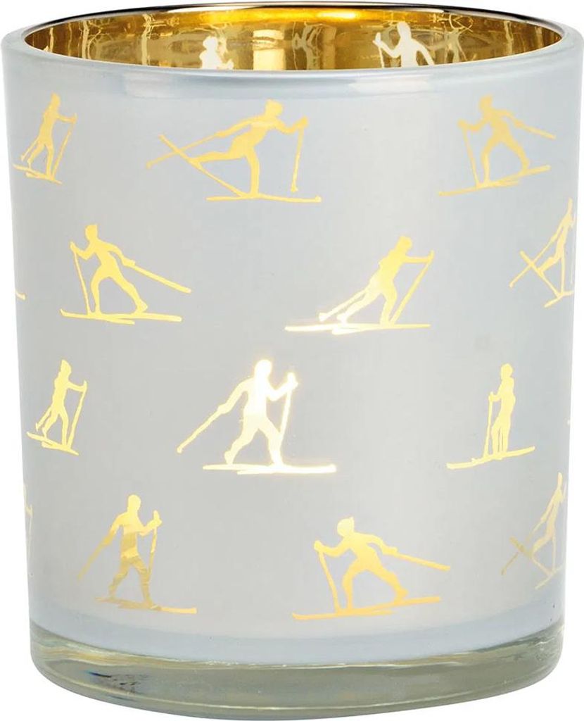 Windlicht Skimotive aus Glas weiß (B/H/T) 7x8x7cm