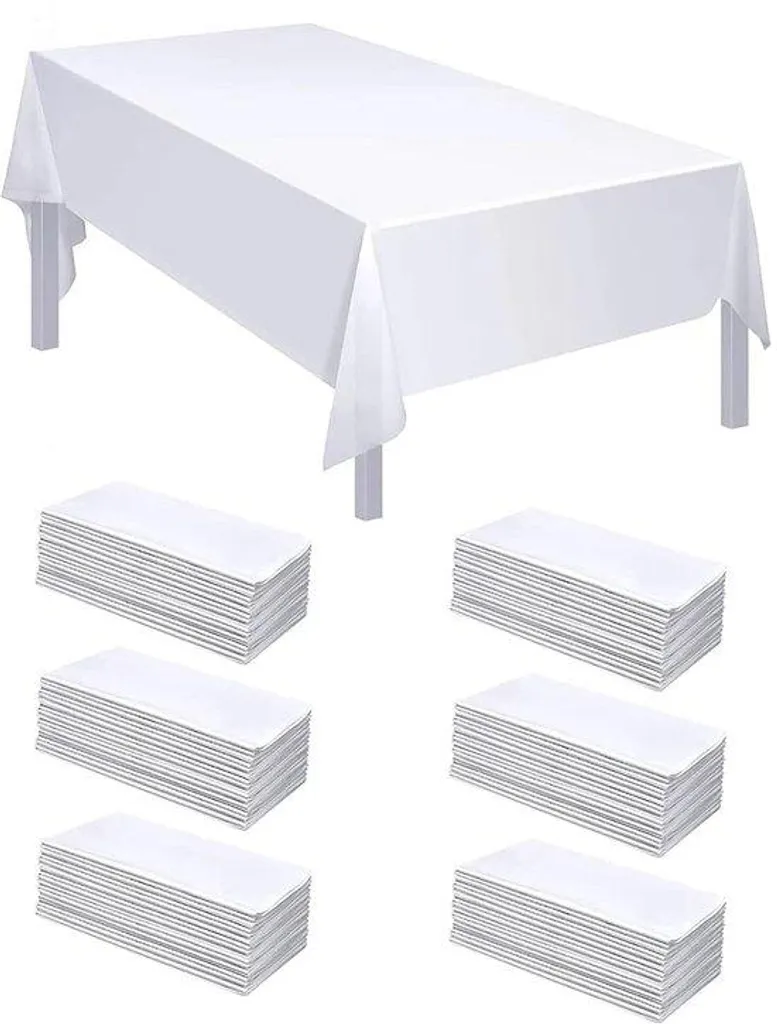 Nappes Blanches 120x180 cm Anti-Taches et Sans Repassage - Lot de 20
