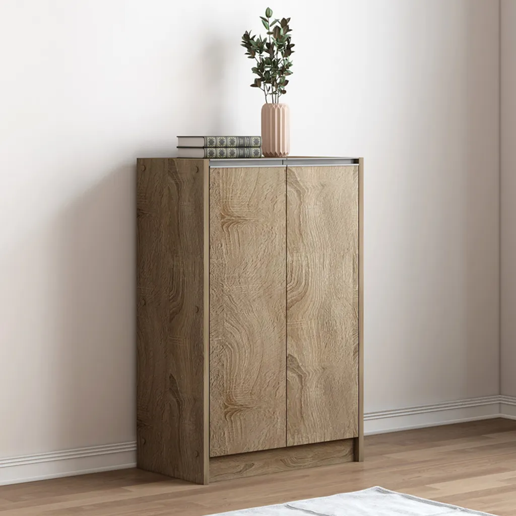 Meuble à chaussures 2 portes Avani en bois pour entrée et dressing chic