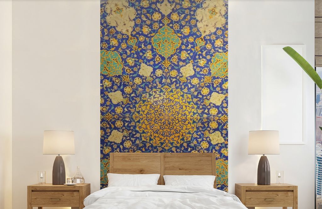 MuchoWow Fototapete für Wohnzimmer oder Schlafzimmer Wandtapete Vinyl Motivtapete Kreis - Decke - Blau - 120x240 cm - Hintergrundbild