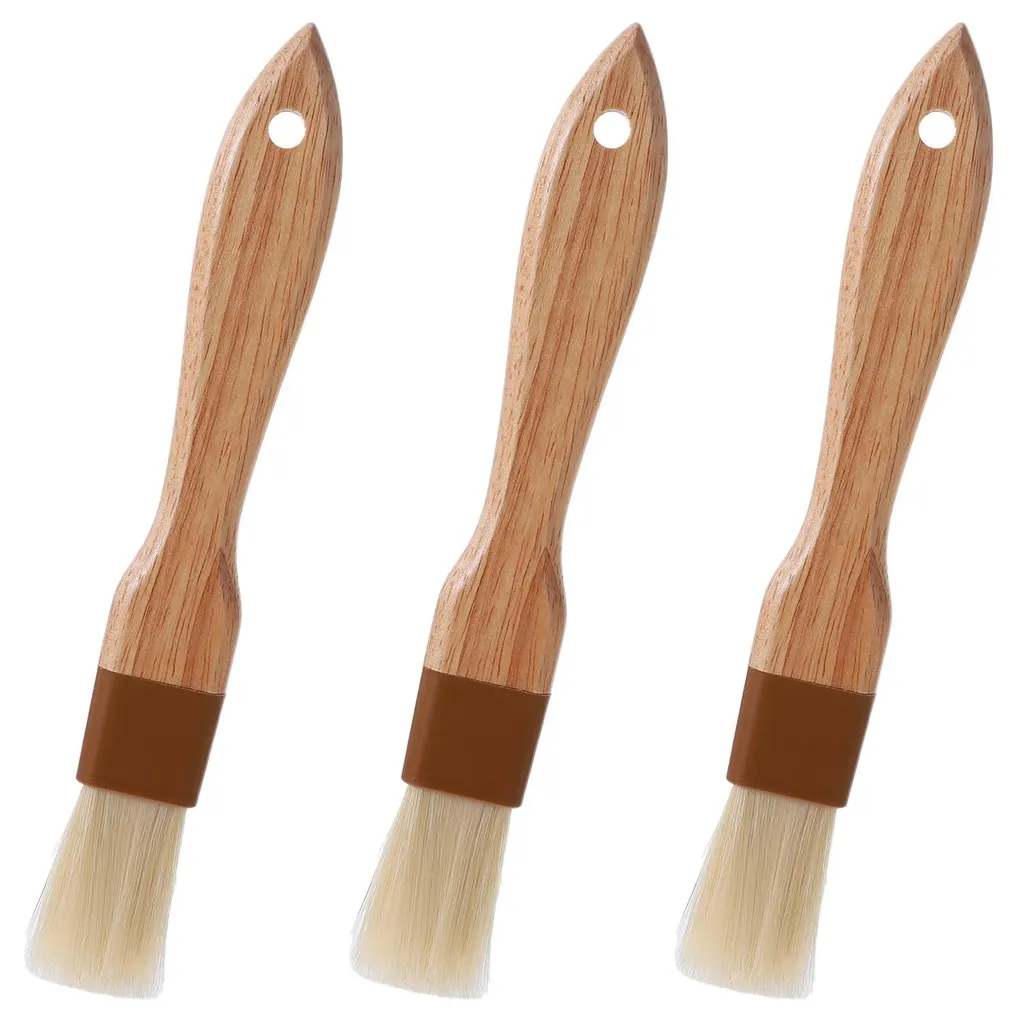 Lot de 3 pinceaux de cuisine en poils naturels pour pâtisserie et pain