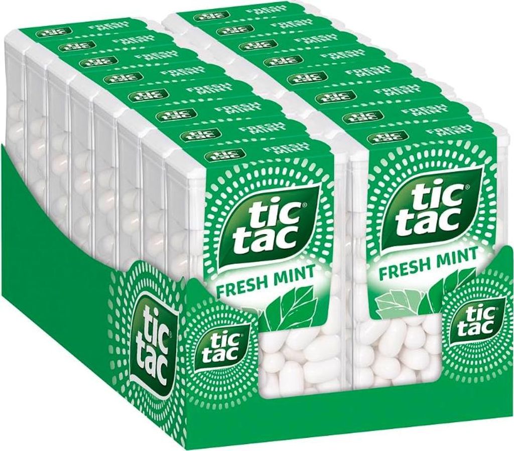 A display box of Tic Tac Fresh Mint candies.