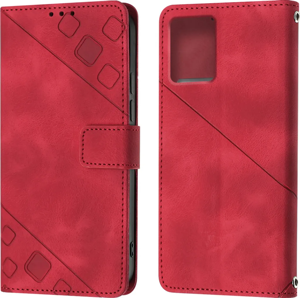 Cover Moto G 5G 2023 Rosso Rilievo: Custodia Fashion Portafoglio