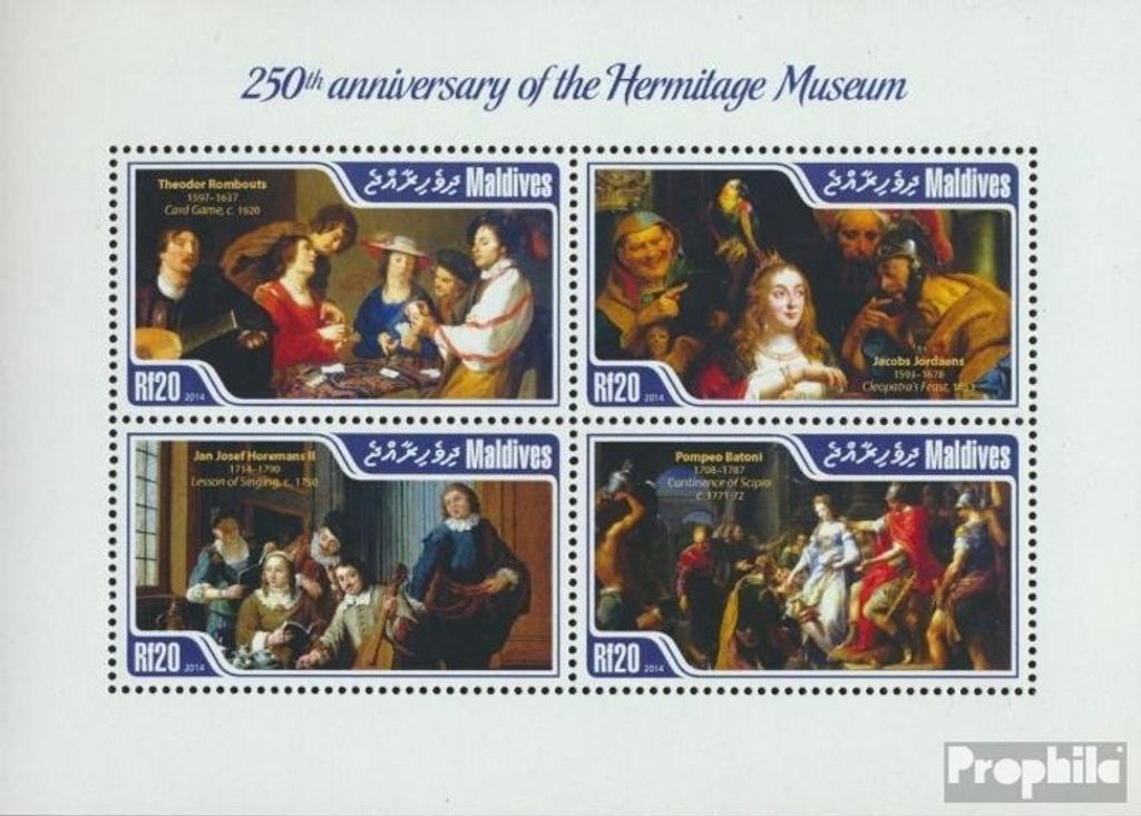 Briefmarken Malediven 2014 Mi 5345-5348 Kleinbogen (kompl. Ausg.) postfrisch Eremitage-Museum