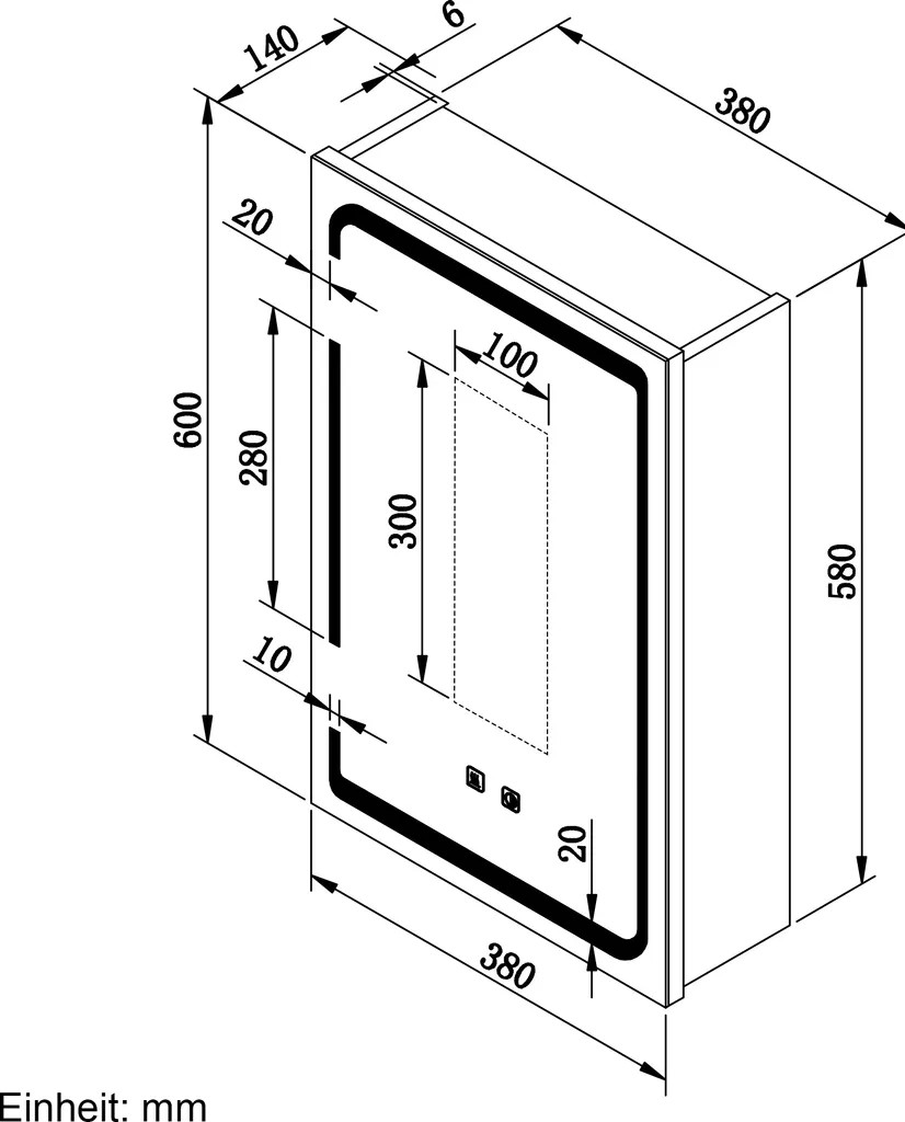 Armoire Miroir LED Intensité Variable Charnière sans Câble 38x60 cm - 10