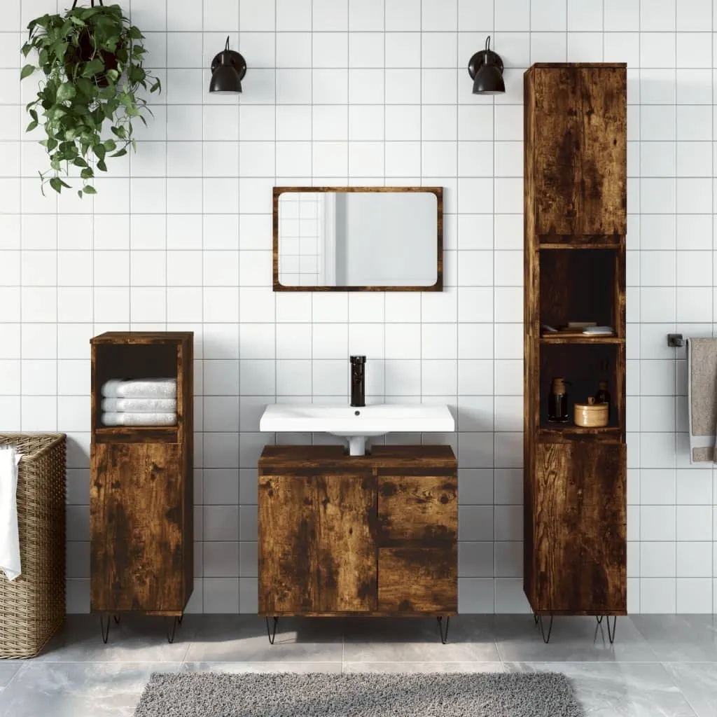 Maison Exclusive - Mobile da bagno in rovere affumicato 30x30x190 cm Materiale ligneo
