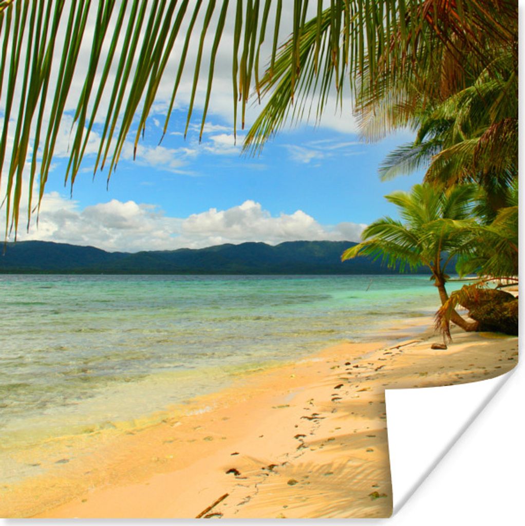 MuchoWow Poster Strand und Palmen auf den San-Blas-Inseln bei Panama 100x100 cm - Babyzimmer