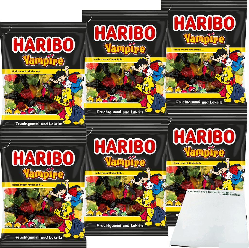 Haribo Vampire Fruchtgummi und Lakritz 6er Pack (6x175g Beutel) + usy Block