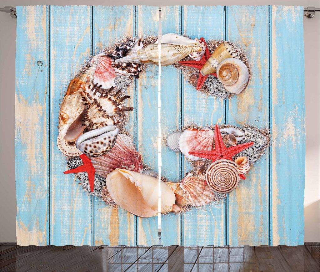 ABAKUHAUS Buchstabe G Rustikaler Vorhang, Blasses Holz Hintergrund, Wohnzimmer Universalband Gardinen mit Schlaufen und Haken, 280 x 225 cm, Dunkle...