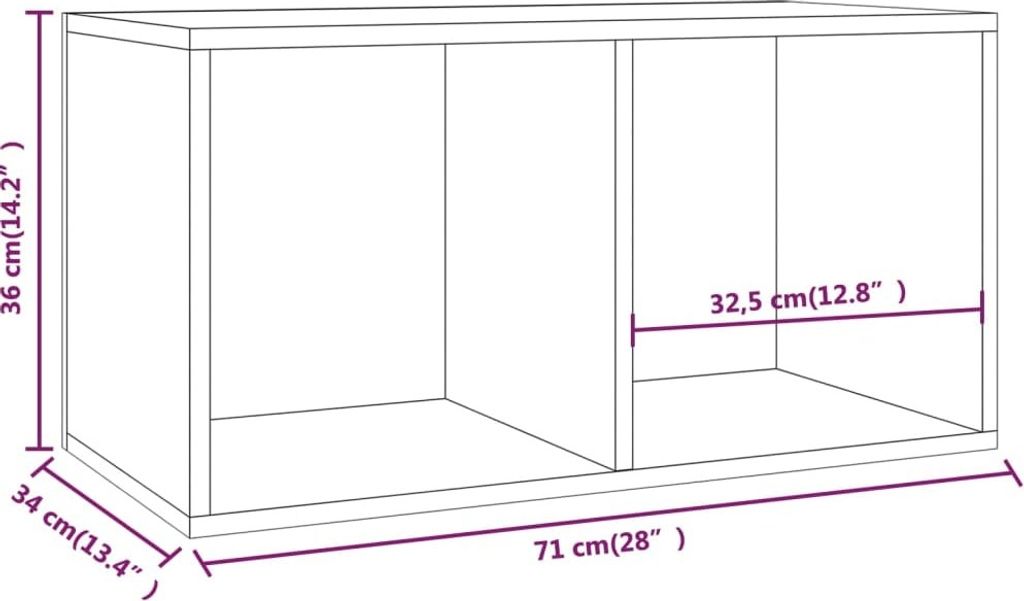 vidaXL Schallplatten-Aufbewahrungsbox Weiß 71x34x36 cm Produktbild 8