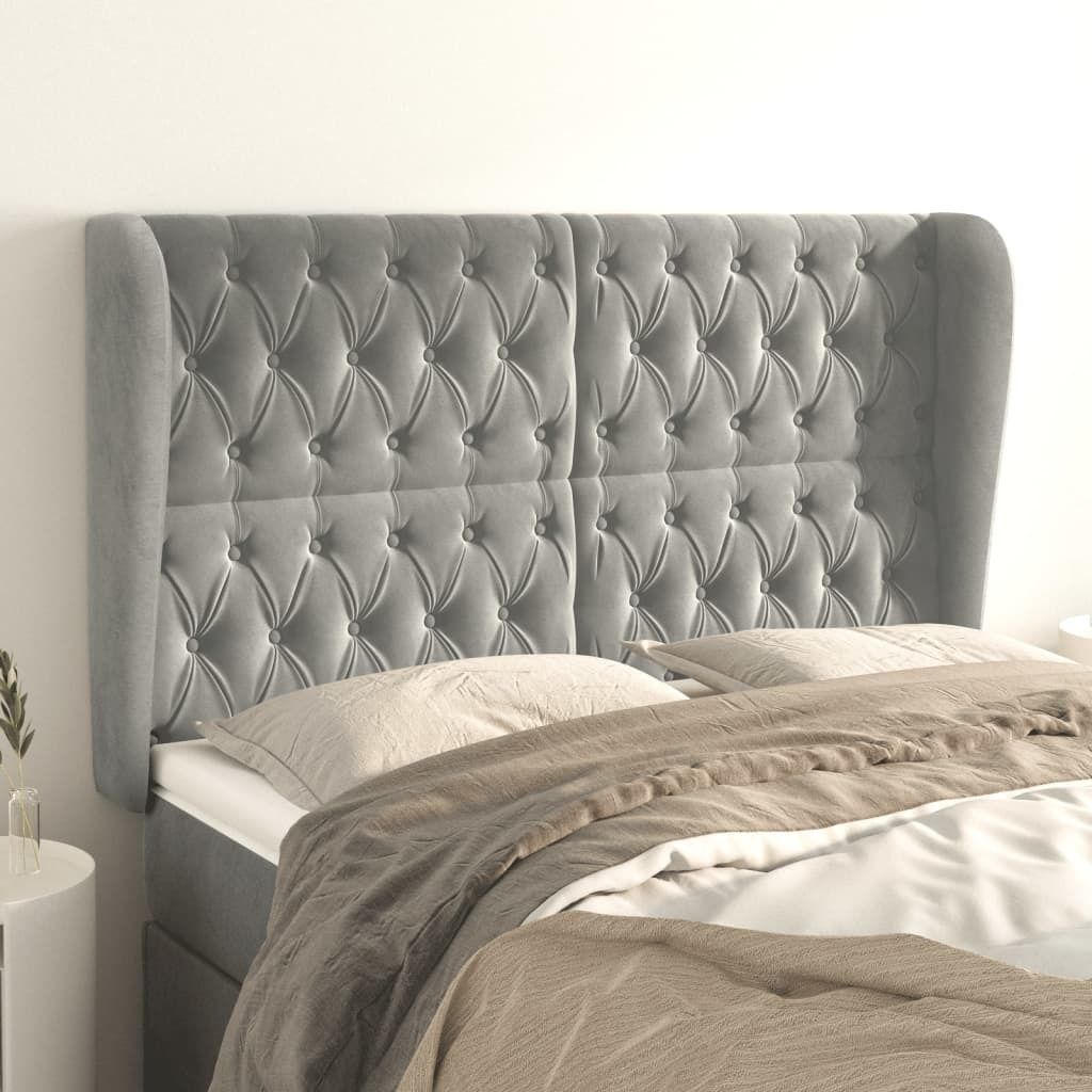 Maison Exclusive - Kopfteil mit Ohren Hellgrau 147x23x118/128 cm Samt