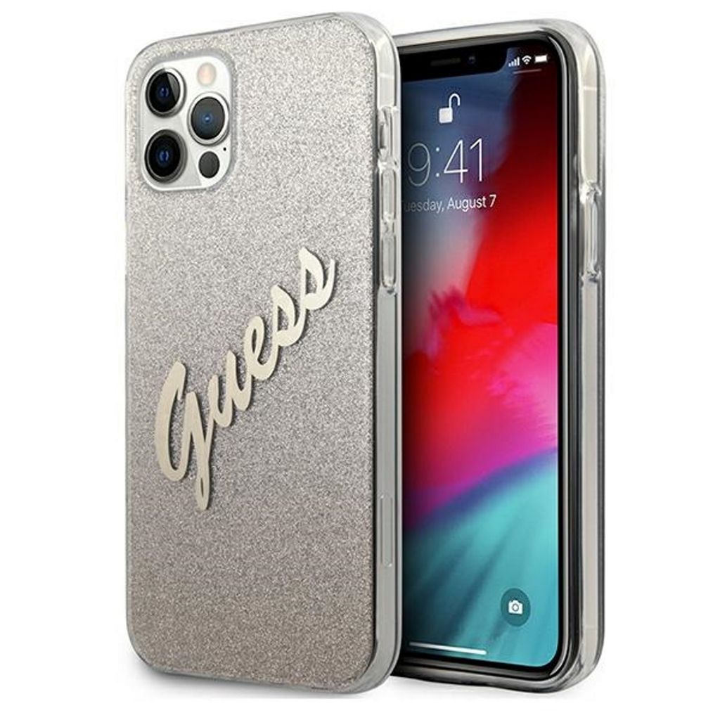 Guess Guhcp12Mpcuglsgo Iphone 12/12 Pro 6.1 Gold/Gold Hardcase Glitter Gradient Script